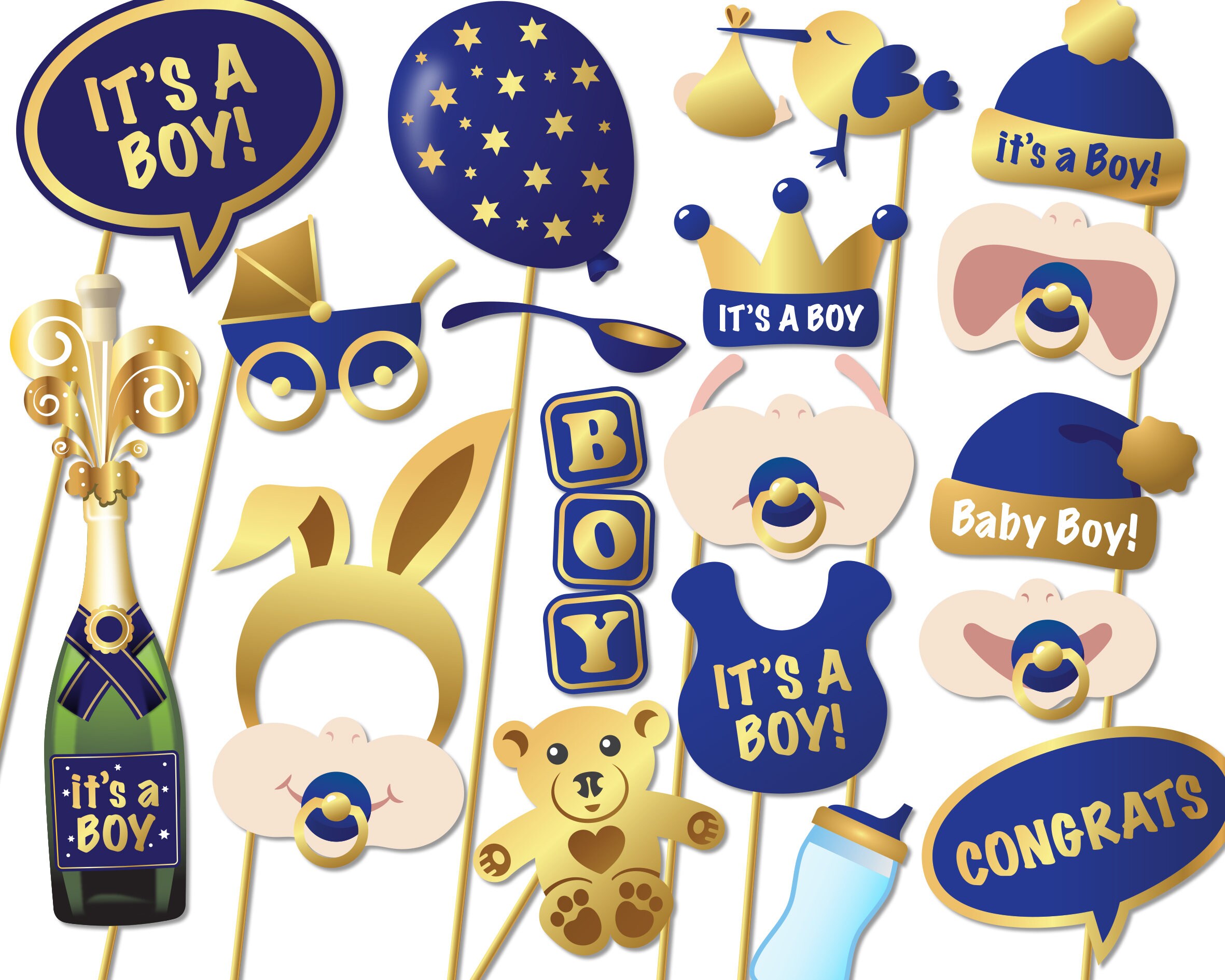 Baby Shower Photo Props It's a Boy Photo Booth Props