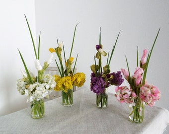 Miniature Flowers Hydrangeas in Clear Glass Cylinder Vase - COLOR CHOICE - 1:6 Scale Diorama Decor by OSS for Dolls & Action Figures