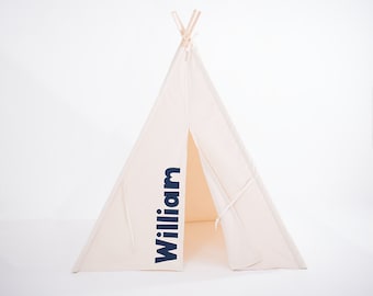 Personalized Teepee, Natural Canvas Teepee, Two Sizes, Can Include Window, Kids Play Tent, Playhouse, Childrens Tee Pee, Kids Tent