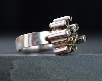 Silver & Diamond Ring - Giants Causeway - Sterling Silver - Handmade Ring