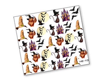 Nail Art Transfer Stickers Water Slide Decals Labels Tattoos Trendy Fashion Popular Style Pumpkin Halloween