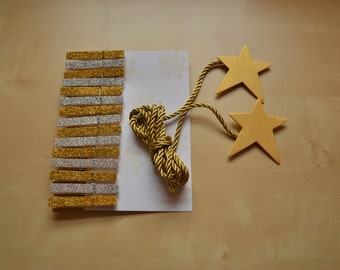 Silver and Gold Christmas Card Holder with Star Ends