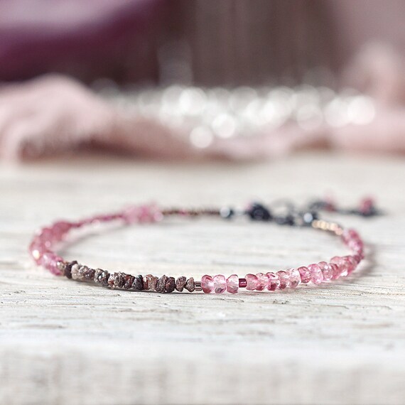 Pink Topaz Bracelet - Rough Diamond Bracelet