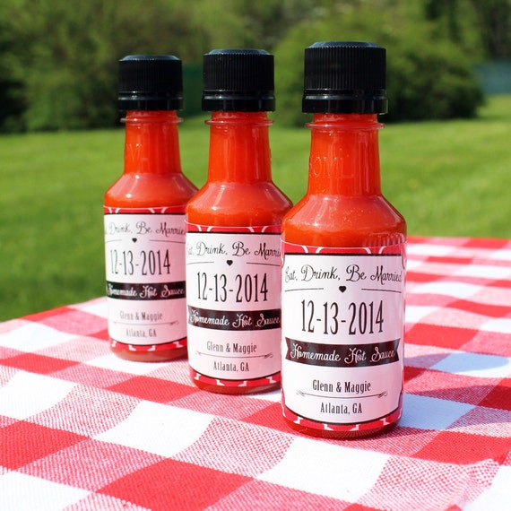 Custom Hot Sauce Favors Personalized Labels & Empty 50 mL