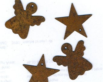 Rusted Tin Embellishments- Angels Above - by Homespun Samplar 4 Per Package