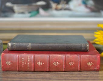 Antique Vintage Poetry Books, Poems of Tennyson 1908, Underwoods Ballads, Songs of Travel 1922, Vintage Book Stack