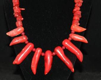 CLEARANCE * Red Hot Chili Pepper Coral Necklace