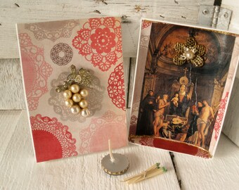 Small prayer box Christian mini shrine Mary Christ Child meditation upcycled embellished/ free shipping US