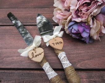 Rustic cake cutter, cake knife set, country wedding decor, custom cake knife, cake knife, wedding cake server, cake knife, cake cutter