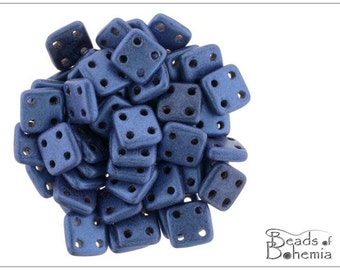 60 pcs Blue Metallic Suede CzechMates QuadraTile Beads 6 mm (9250)