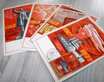 Oktober Revolution Jahrestag Maximumkarten - set sowjetische Propaganda Postkarte - sowjetischen militärischen Briefmarken - USSR patriotische Postkarten