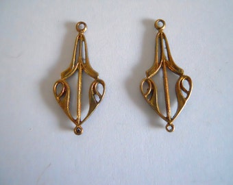 Pair Vintage Brass Ox Connectors
