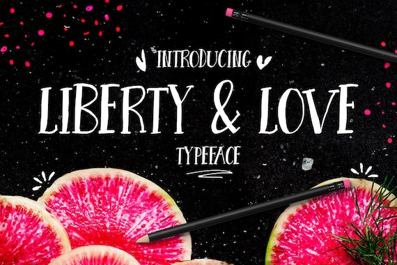 Digital Font Liberty and Love - Digital Typeface - Hand drawn all caps font - Instant Download