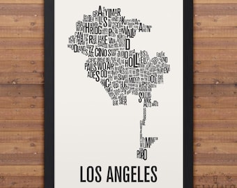 Los Angeles Neighborhood Typography City Map Print