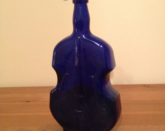 Vintage Cobalt Blue Violin Vase #7 Glass Violin Vase