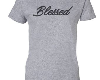 Blessed Cursive Custom Women's Ultra Cotton Gildan T-Shirt-Sport Gray