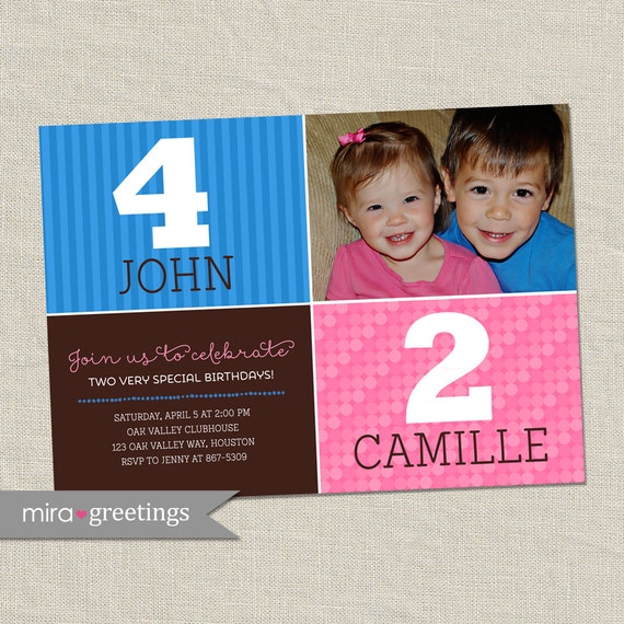 Kids Joint Birthday Invitations 6