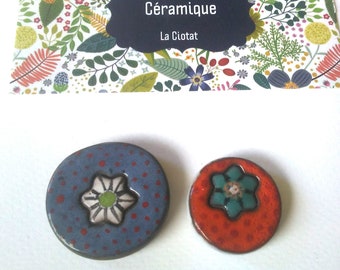 Tesserae or floral design ceramic cabochons