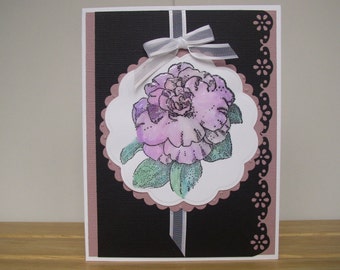 Purple Rose Happy Mother's Day, Handmade Card