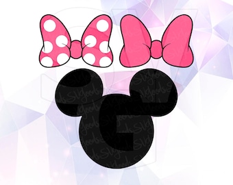 SVG DXF PNG Minnie Mouse Bow Clipart Vector Cut File Cricut Design Silhouette Cameo Decal Vinyl Disney Party Stencil Heat Transfer Iron On