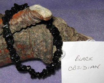 Black Obsidian Gemstone Bracelet made with 100% natural gemstones - one size fits all