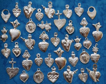 Hearts Milagros Charms Milagro Assorted Silver Tone Hearts Wholesale 25