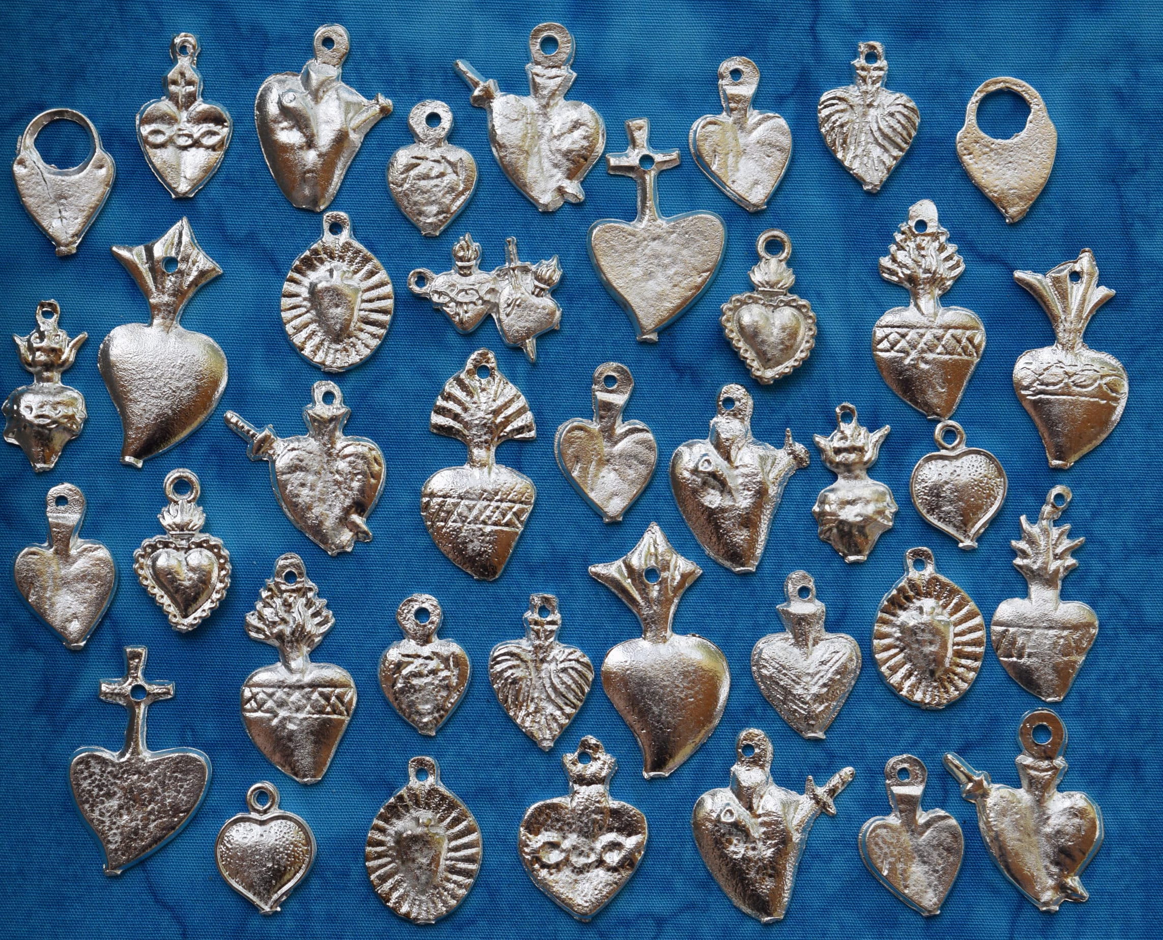 Hearts Milagros Charms Milagro Assorted Silver Tone Hearts