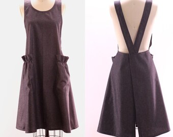No Ties Apron in Black Denim