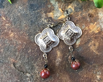 Brass and Red Creek Jasper Earrings