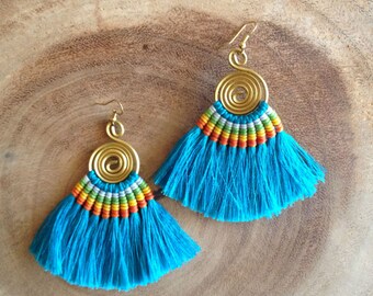 50% OFF Azure Blue Earrings, Tassel Earrings, Blue Tassle Earrings, Azure Blue Tassels, Blue Jewelry, Blue Earrings, Silk Tassels, Holidays