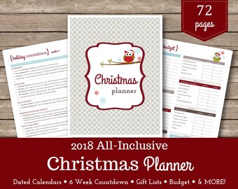 2018 Christmas Planner / Christmas Printables / Christmas Organizer / Christmas Shopping / 6 Week Countdown / Holiday Planner