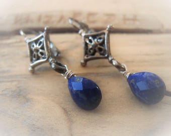 Lapis Lazuli Earrings Teardrop Earrings Silver Earrings Gemstone Earrings Item No. JE2292