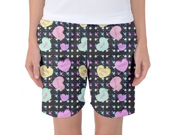 Conversation Heart Shorts, Kawaii Shorts, Pastel Shorts