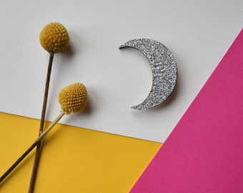 hübschen Pin Silber Glitter Moon