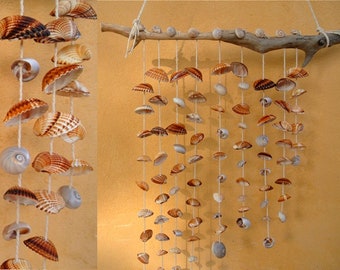 Sea Shell Wind Chime, 20" x 18", Windchime, Patio Decor, Nautical Decor, Sea Shell Suncatcher, Wind Chime, Driftwood, Outdoor Decoration