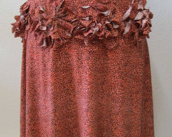 Dark Orange color skirt or tube dress with roses decoration around the front plus made in U.S.A product.(vn75)