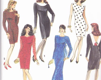 Simplicity 7497 CLEARANCE Vintage Pattern Womens Fitted Dress in 5 Variations Size 8,10,12,14 UNCUT