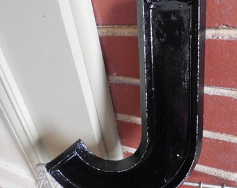 Large Industrial 10" Metal Theater Marquee Letter J - Vintage Aluminum Adler Sign