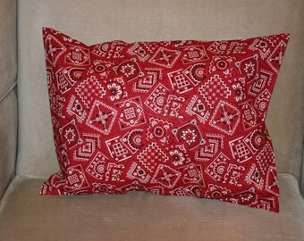 Travel Pillow Case / Accent Pillow Case COWBOY BANDANA Red or KERCHIEF
