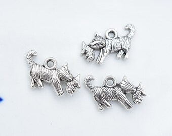 10 Cat and kitten charms | kitten charms | cat charms | silver cat jewelry | pet charms | animal charms | domestic cat charms | SC611