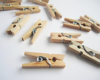 50 natural unfinished mini wooden clothes pin pegs - 3x25mm