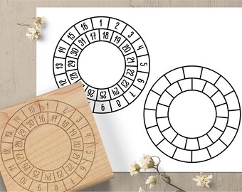 Round Tracker Stamp, 28, 30, or 31 Day Calendar Stamp, 30 Day Challenge Planner Rubber Stamp, 30 Days, Daily Goal Tracker, Period Tracker