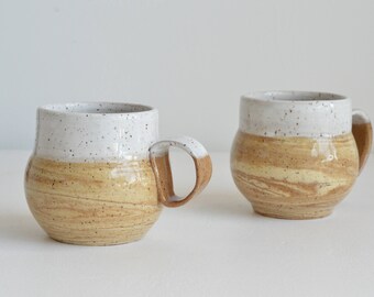 A Set of 2 Handcrafted Marbled Ceramic Mugs