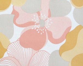 1970s ORIGINAL FLORAL VINTAGE Clarentine Wallpaper 1960s Retro Mod