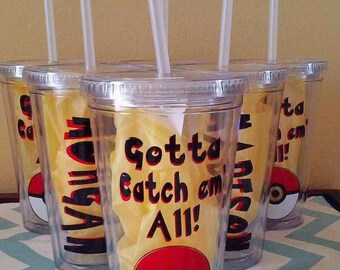 Pokemon Tumbler Party Favors. Pokemom Cups. Pokemon Party. Pokemon Gifts. Pokemon Insulated Cup. Pokemon Go Cup.