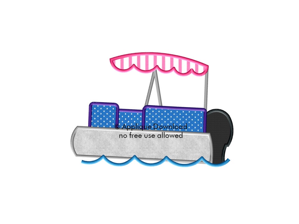 Pontoon Boat - Applique Design - Instant EMAIL With ...