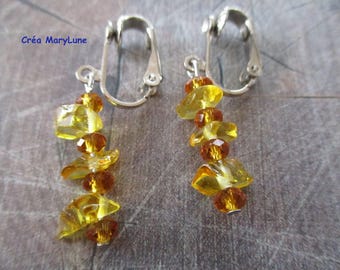 Clip earrings for non-pierced ears yellow