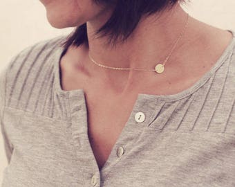 Dainty Sideways Initial Necklace / Personalized Initial Necklace Choker / Letter Necklace /Gold ,Sterling Silver, Rose Gold Initial Necklace