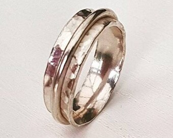 Hammered silver ring