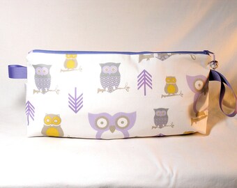 Lavender Owls Anna Clutch with Owl Bead